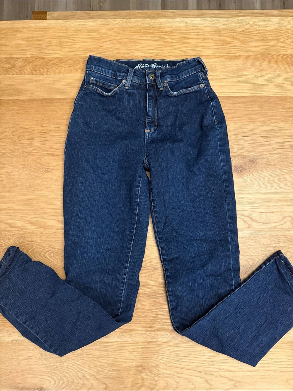 Eddie Bauer High-Rise Fleece Lined Deep Blue Denim Jeans